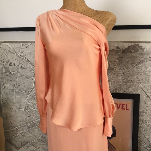 JONATHAN Simkhai Elegant One-Shoulder Satin Top in Coral Size S - Picture 7 of 16